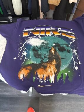 Nike Purple Short Sleeve Tee with Wolf Moon Graphic